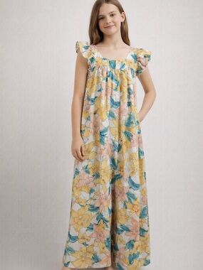 Hayden Girls Floral Wide Leg Jumpsuit Ruffle Sleeve Boho Size S